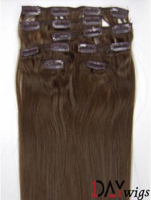 Perfect Brown Straight Remy Real Hair Clip In Hair Extensions