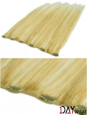 Affordable Blonde Straight Remy Real Hair Clip In Hair Extensions