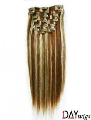 New Brown Straight Remy Real Hair Clip In Hair Extensions