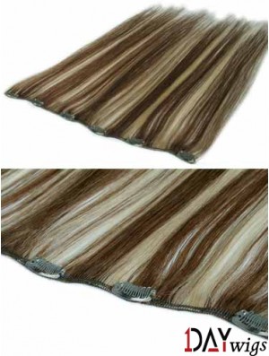 Hair Extensions Clip In Brown Color Straight Style With Remy