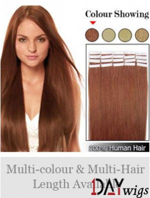 Auburn Straight Ideal Remy Real Hair Tape In Hair Extensions