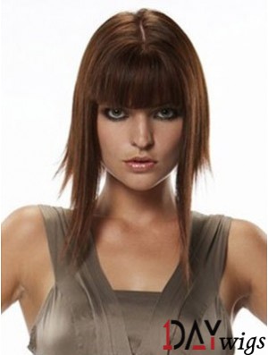 Real Hair Hairpieces Straight Style Long Length Auburn Color