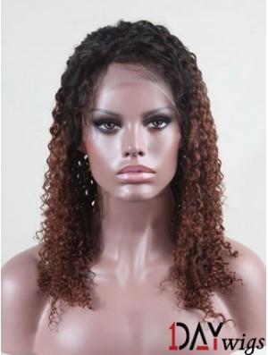 Shoulder Length Curly Without Bangs Full Lace 14 inch Comfortable Black Women Wigs