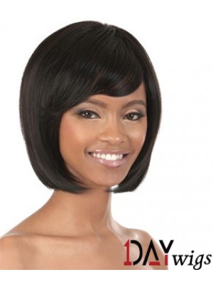 Chin Length Black Straight Bobs Popular African American Wigs