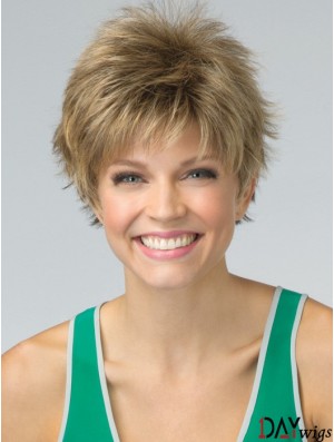 Short Pixie Cut Synthetic Wig Blonde Color Cropped Length Boycuts