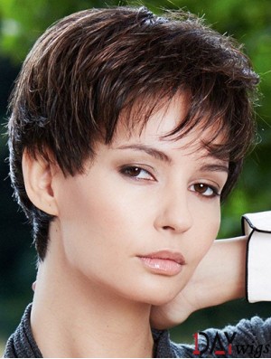 Synthetic Wigs UK Cheap With Capless Brown Color Short Length