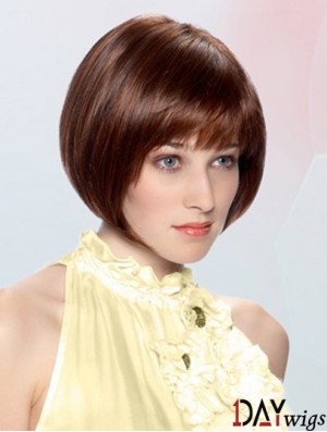 Straight Chin Length Auburn 10 inch Lace Front Durable Bob Wigs