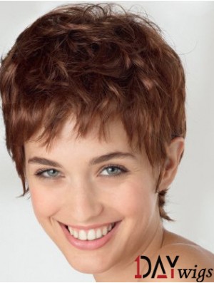 Exquisite 6 inch Wavy Auburn Boycuts Short Wigs