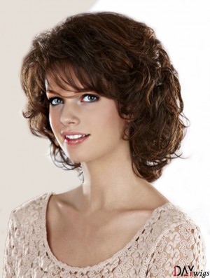 Curly Brown Sleek Chin Length Classic Wigs