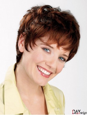 Wavy Boycuts Capless 8 inch Auburn Short Ladies Synthetic Wigs