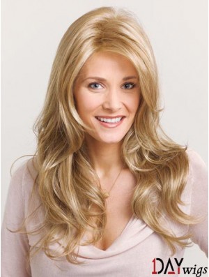 Wavy Layered Long Blonde No-Fuss Lace Front Wigs