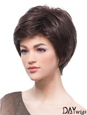 Flexibility Brown Short Straight Boycuts Lace Front Wigs