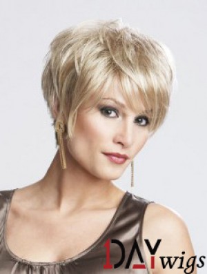 8 inch Sassy Straight Layered Blonde Short Wigs