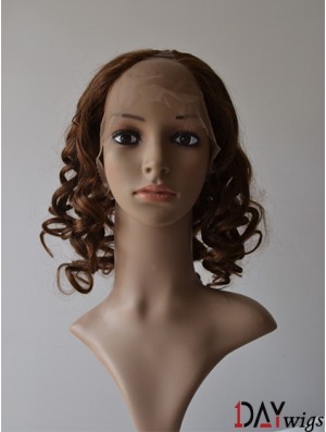 12 inch Lace Front Curly Brown Convenient U Part Wigs