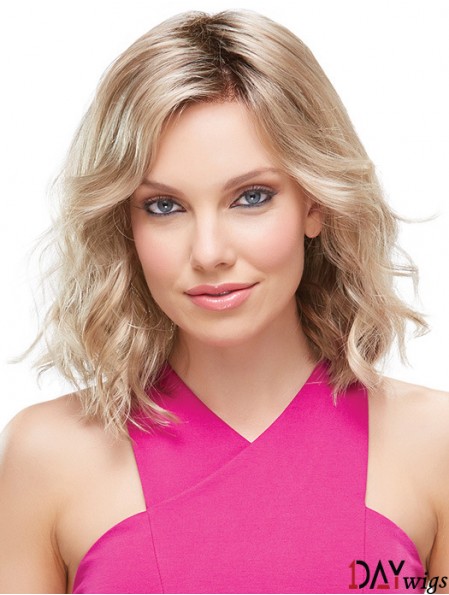 Front Lace Wigs UK Shoulder Length Blonde Color Layered Cut