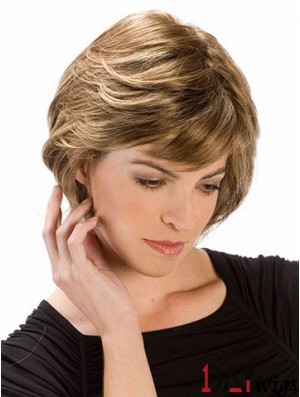 Good Wavy Auburn Chin Length With Bangs Medium Wigs