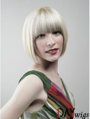 Full Lace Bobs Chin Length Straight 10 inch Platinum Blonde Designed Fashion Wigs