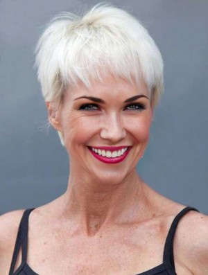 Buy Wigs With Remy Capless Straight Style Short Length Grey Cut