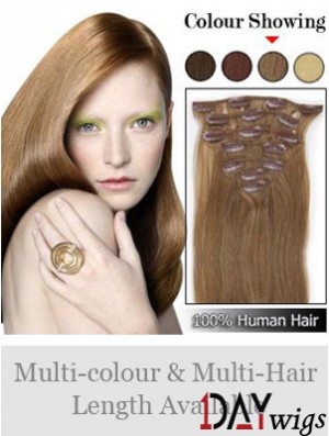 New Brown Straight Remy Real Hair Clip In Hair Extensions