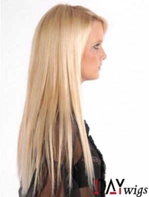 Popular Blonde Straight Remy Real Hair Clip In Hair Extensions