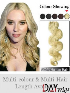 Wavy Remy Real Hair Blonde Fashionable Weft Extensions