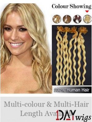 Blonde Curly Great Nail/U Tip Hair Extensions