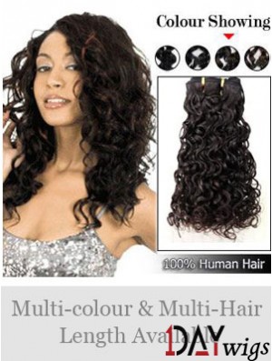 Curly Remy Real Hair Black Modern Weft Extensions