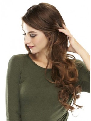 Online Brown Wavy Remy Real Hair Clip In Hairpieces