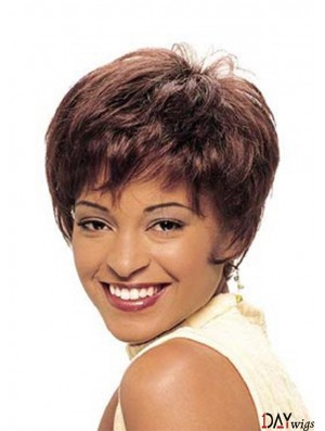 Cropped Auburn Straight Boycuts Beautiful African American Wigs