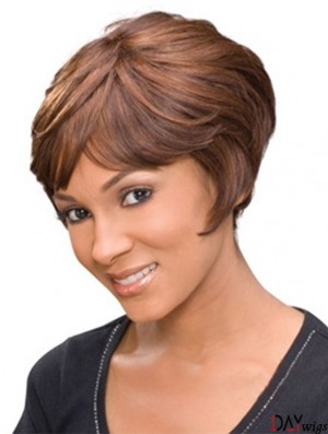 Short Auburn Wavy Layered Discount African American Wigs