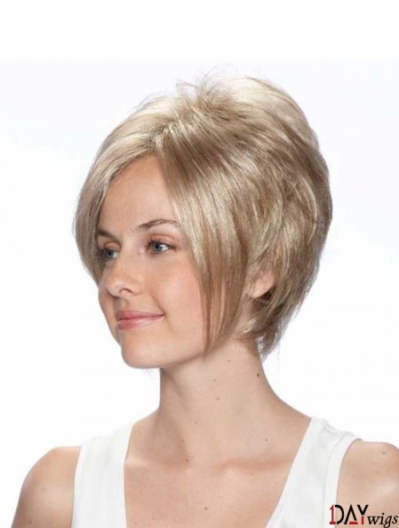 8 inch Online Straight Bobs Blonde Short Wigs